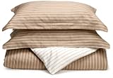 Harvard Stripe 300 Thread-Count Reversible Full/Queen Duvet Set, Stone