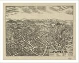 Historic Pawling, New York, c. 1909, Bird's Eye View Map (S) (WS)