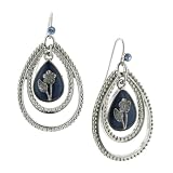 Blue Freesia Dangle Teardrop Hoop Earrings
