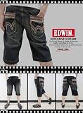EDWIN/エドウィン404XVSウエスタン刺繍入りジッパーポケット濃色ブルーハーフパンツ