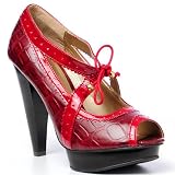 SMILEY Women's Oxford Peep Toe Booties by Qupid Luxe