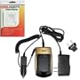 HQRP Replacement Battery Charger for Panasonic VDR-D210, VDR-D230, VDR-D400 Digital DVD Camcorder (incl. Car and Wall USA / Euro Plug Adapters) plus HQRP Screen Protector