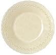 Bottom Painted Glass Fleur De Lis Design Cream Dinner Plate 10" D Set of Two