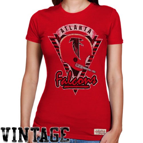 Mitchell & Ness Atlanta Falcons Ladies Vintage Graphic Premium T-Shirt - Red (Small)