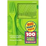 Amscan Big Party Pack 100 Count Mid Weight Plastic Forks, Kiwi