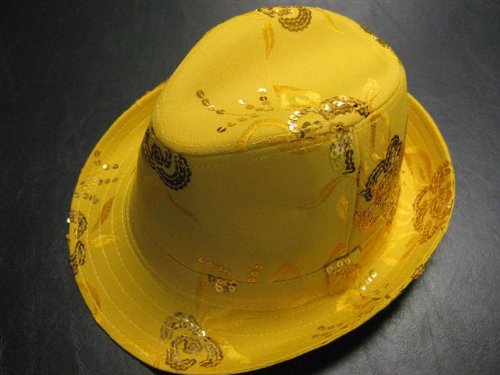 Sequin Floral Fedora / Golden Yellow