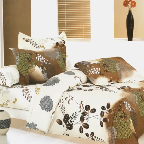 Blancho Bedding - [Brown Chestnut] 100% Cotton 4PC Comforter Cover/Duvet Cover Combo (Queen Size)