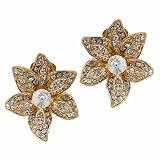 Crystal Clip On Earrings-14 KT Gold Filled Crystal Flower Clip on Earrings- Austrian Crystal by gemgem Jewelry