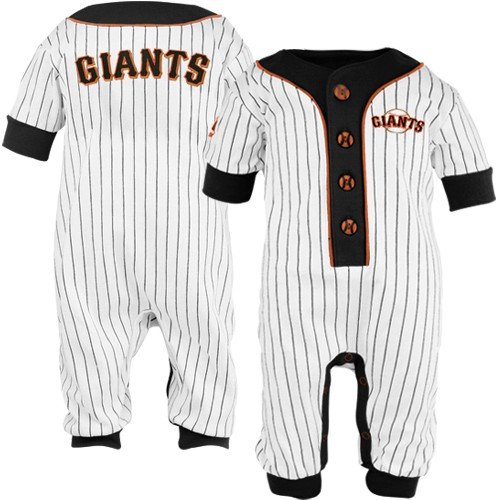 Majestic San Francisco Giants Infant White Pinstripe Coveralls
