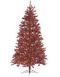 7.5' Sparkling Ruby Pre-Lit Laser Tinsel Artificial Christmas Tree - Ruby Lights