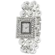 GP Designs Women's Rhinestone Faux Pearl Link Watch