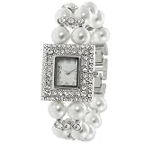 GP Designs Women's Rhinestone Faux Pearl Link Watch