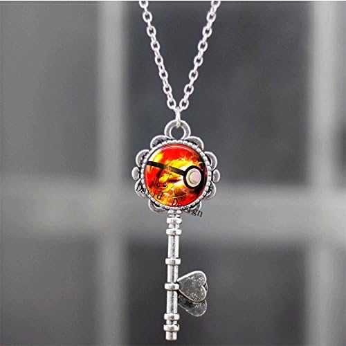 Superb Jewelry® Flareon Pokeball Key Necklace // Key Pokemon Eeveelutions Jolteon Flareon Vaporeon Glaceon Espeon Umbreon Leafeon Sylveon // Gift Idea A42