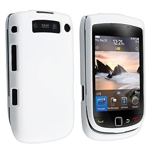 White Rubber Feel Snap-On Cover Hard Case Cell Phone Protector for Blackberry 9800 Torch