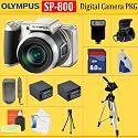 Olympus SP-800UZ Digital Camera(Includes manufacturer's supplied accessories) + HUGE ACCESSORIES PACKAGE INCLUDING + 8GB SDHC MEMORY CARD + 2x EXTENDED LIFE BATTERIES + SOFT CARRYING CASE + TRIPOD & MUCH MORE !!