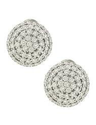 Domed Button Style Pave Diamond Earrings 2.96cttw