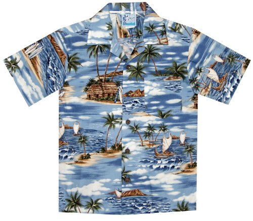 Polynesian Island Boys Hawaiian Aloha Cotton Shirt