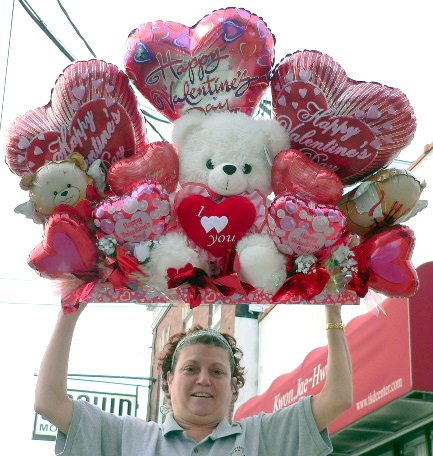 GIANT VALENTINE BALLOON BOUQUET - 40 3 & 1/4 FEET-LONG VALENTINES DAY TEDDY BEAR AND BALLOON BOUQUET CENTERPIECE - 20 Total Balloons and Large Soft Teddy Bear in a ONE-PIECE - ABSOLUTELY HUGE VALENTINE GIFT