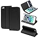 iPhone SE Stand Case, GreatShield SHIFT LX Leather Wallet Flip Case with Kickstand & Credit Card Slot for Apple iPhone SE / 5S / 5 (Black)
