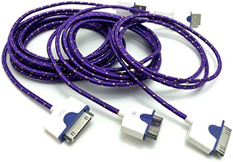 JustBid 3 Pack (3FT/6FT/10FT) Hot Sales Braid USB Sync Data Charging Cable For iphone 4 4s iPad 4£¨Purple)