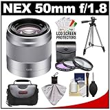 Sony Alpha NEX E-Mount 50mm f/1.8 OSS Telephoto Lens with 3 UV/FLD/PL Filters + Case + Tripod + Cleaning Kit for NEX-3, NEX-C3, NEX-5, NEX-5N & NEX-7 Digital Cameras