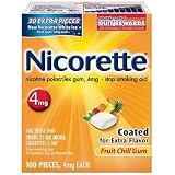 Nicorette Nicotine Polacrilex Gum, Fruit Chill, 4 mg, 100 Count Box