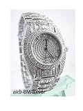 Adee Kaye Iced Out Presidential Mens Watch With White Austrian Crystals