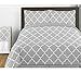 Gray and White Trellis Collection Gray Window Treatment Panels - Set of 2