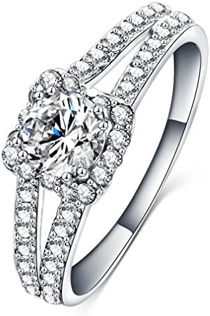 Women's Ring With Bling Big Stone Rainbow Blue Cubic Zirconia CZ US Size