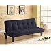 Junior Futon Sofa Bed - Faux Suede Fabric in Black or Brown, Black