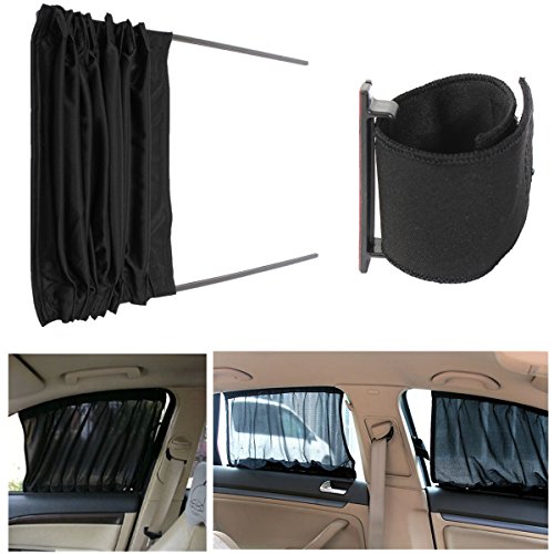 Car Curtain,MATCC 2pcs 70cm Mesh L Auto Rear Valance UV Sunshade Drape Visor Car Window Curtain black