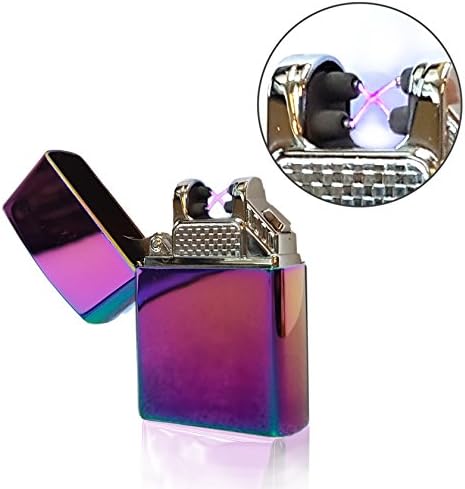 Dual Plasma Beam Windproof Flame-less Double Tesla Electric Arc Spark USB Rechargeable Cigar Cigarette Pipe Lighter (Plasma)
