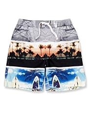 Contrast Drawstring Sublimation Beach Print Swim Shorts