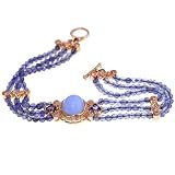 SAVE 75% 14K Blue Opal & Iolite Triple Strand Bracelet by Designer Michael Valitutti - FREE Shipping! & FREE Gemstone Information Card - OVERSTOCK Clearance Sale!