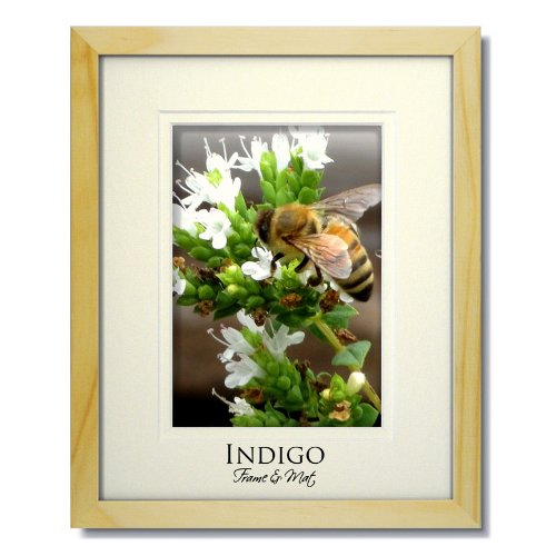 Set of 3 - 5x7 Natural Light Wood Frames and Glass with Double Antique White/ Antique White Mats for 3.5x5.