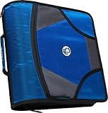 Case-it King Sized Zip Tab 4-Inch D-Ring Zipper Binder with 5-Tab File Folder, Blue, D-186-BLU