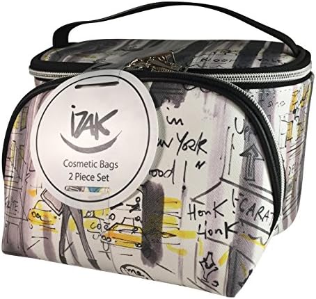 iZak Cosmetic Bags 2 Piece Set 1 Train Case and 1 Cosmetic Bag