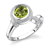 1.50 Carats Round Genuine Peridot Sterling Silver Ring
