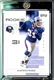 2007 Playoff NFL Playoffs Football # 144 Aaron Ross - New York Giants (RC) Rookie Card - Premium Trading Card in Protective Display Case