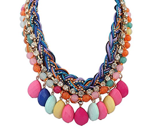 Oliasports® Torsade Layers Colorful Ball Beaded Bib Choker Collar Necklace