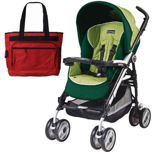 Peg Perego 2011 Pliko P3 Compact Stroller with Diaper Bag - Myrto Green