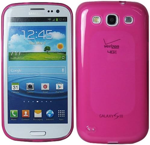 Hot Pink Transparent Clear Center Candy Rubber Tpu Soft Case Skin Cover For Samsung Galaxy S 3 S3 III I747 I9300 with Free Pouch