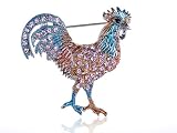 Colorful Crystal Rhinestone Rooster Cock Fashion Costume Jewelry Pin Brooch