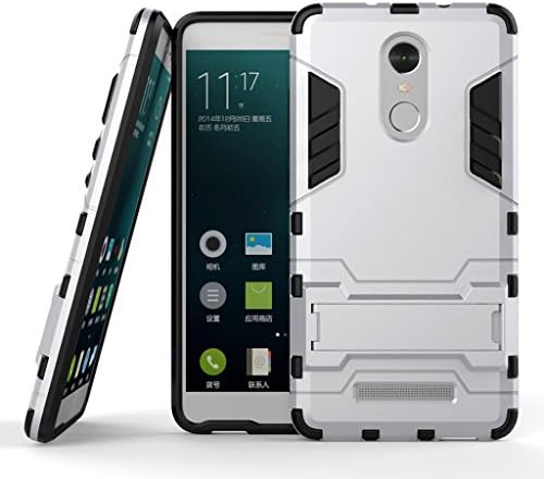 For Xiaomi Redmi Note 3 , TUTUWEN 2 in 1 Dual Layer Hard Soft Fashion Durable Unique Hybrid Rugged Protective Rear Case with Foldable Kickstand Cover Slim For Xiaomi Redmi Note 3 (5.5") Silver