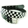 3 Row Pyramid Studded Black White Checker Checkered Belt 36"-40"