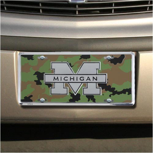 Michigan Wolverines Camo Metal License Plate