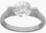 Detailed Genuine Sterling Silver Round Cubic Zirconia Ring