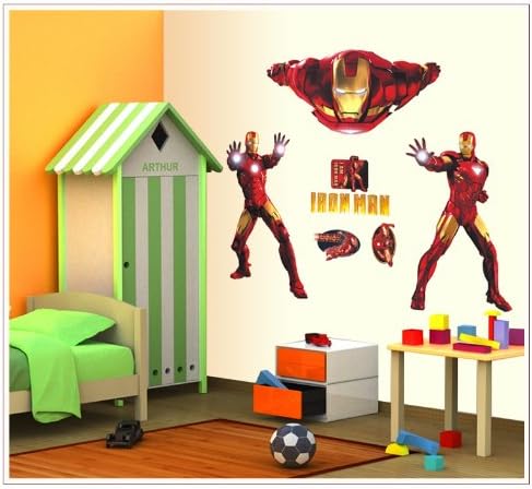 Tumtung Cartoon Iron Man Wall Sticker for Childrens' Bedroom - 60*90cm
