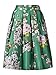 Choies Women's Black/Green/White Sakura Skater Skirt with Pleat (X-Large, Green)