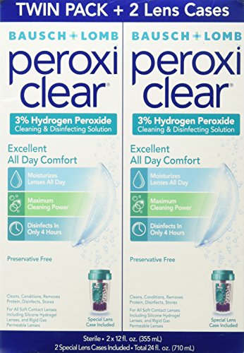 Bausch & Lomb PeroxiClear Cleaning and Disinfecting Contact Lens Solution, 2 Bottles x 12 Fl Oz (24 Fl Oz Total)